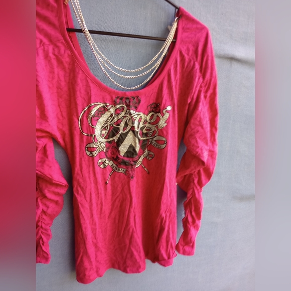 Coogi Women's Size Small Pink Embellished Top with Necklace - Picture 2 of 4